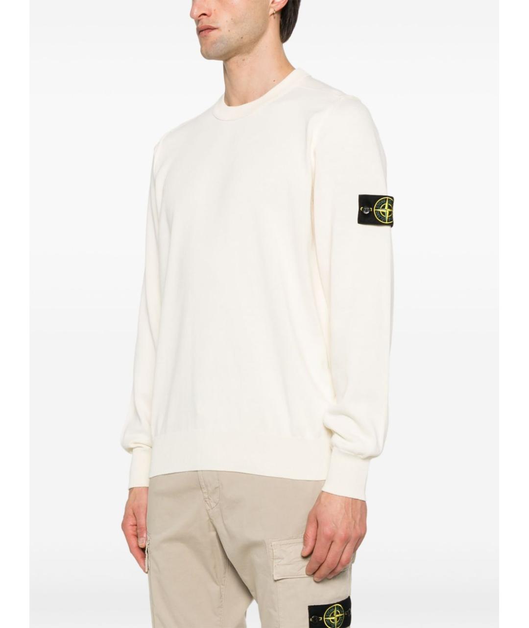 STONE ISLAND Бежевый хлопковый джемпер / свитер, фото 4