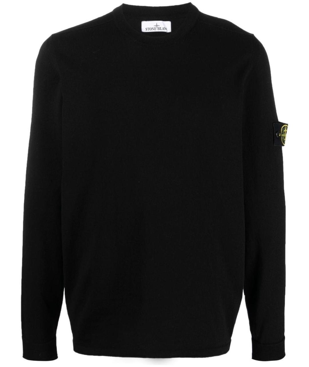 STONE ISLAND Черный хлопковый джемпер / свитер, фото 1