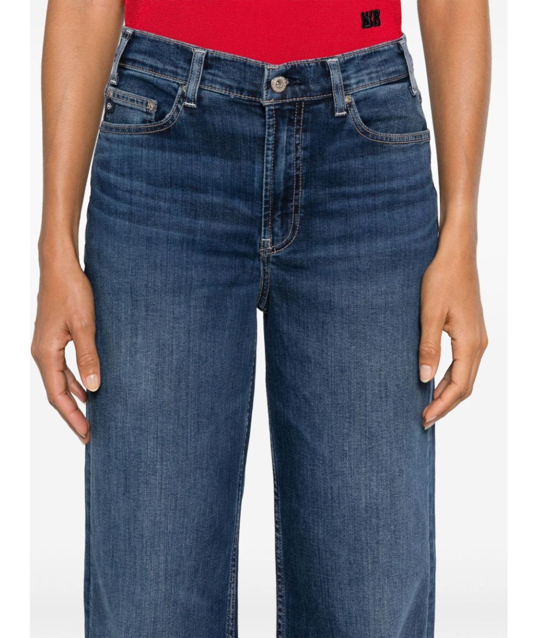 AG JEANS Синие хлопковые прямые джинсы, фото 3