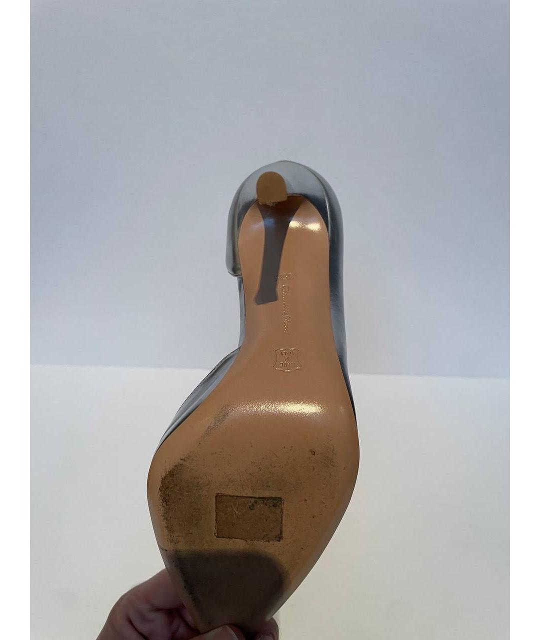 GIANVITO ROSSI Серебряные кожаные туфли, фото 5