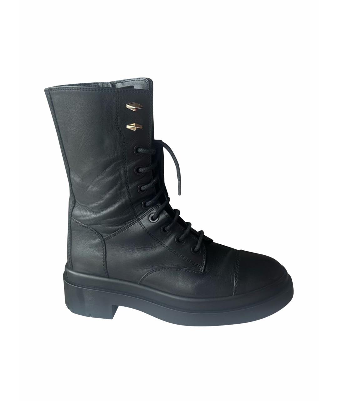 JIMMY CHOO Черные кожаные ботинки, фото 1