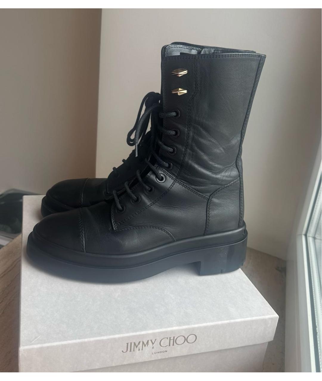 JIMMY CHOO Черные кожаные ботинки, фото 9