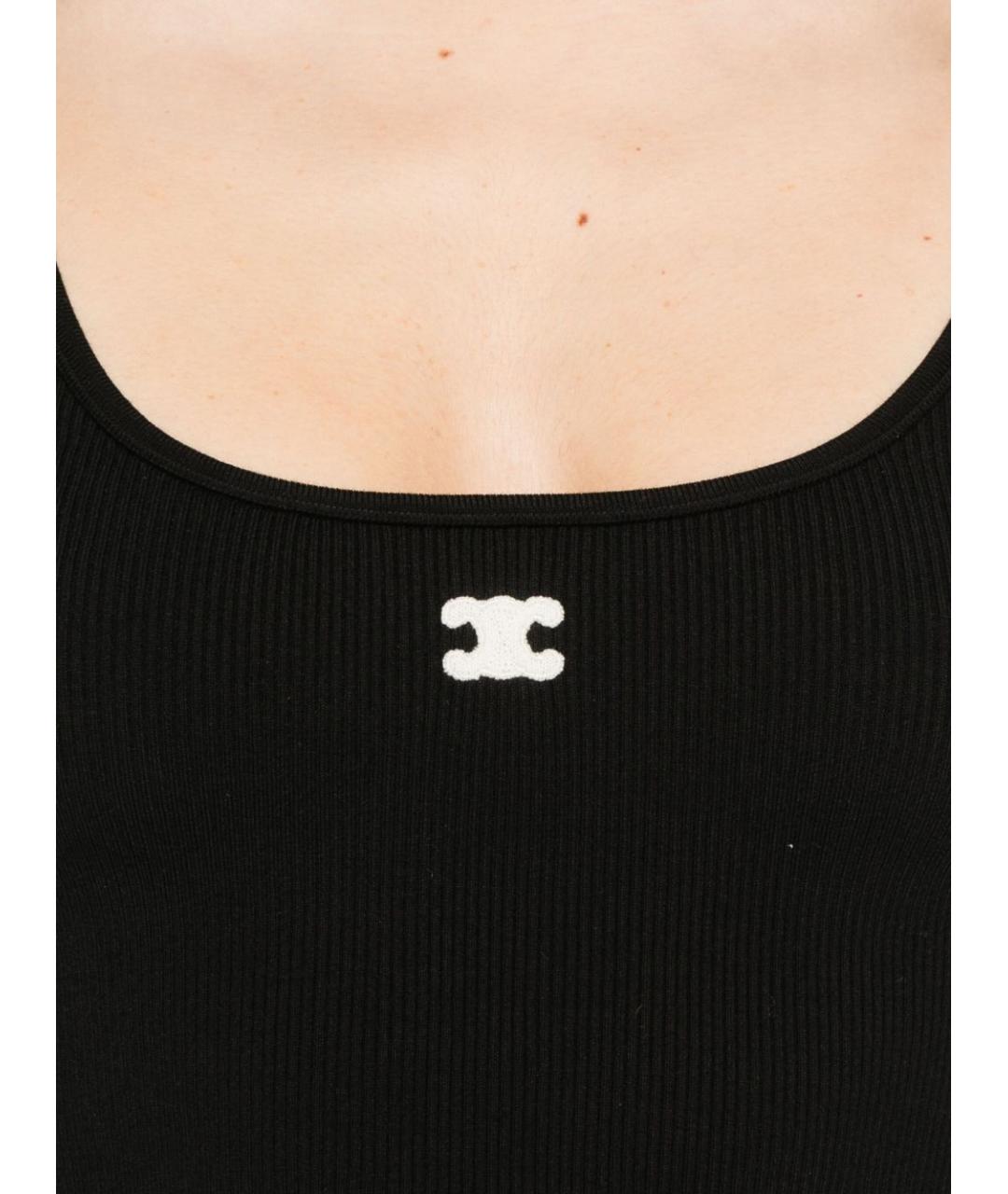 CELINE Черная хлопковая майка, фото 5