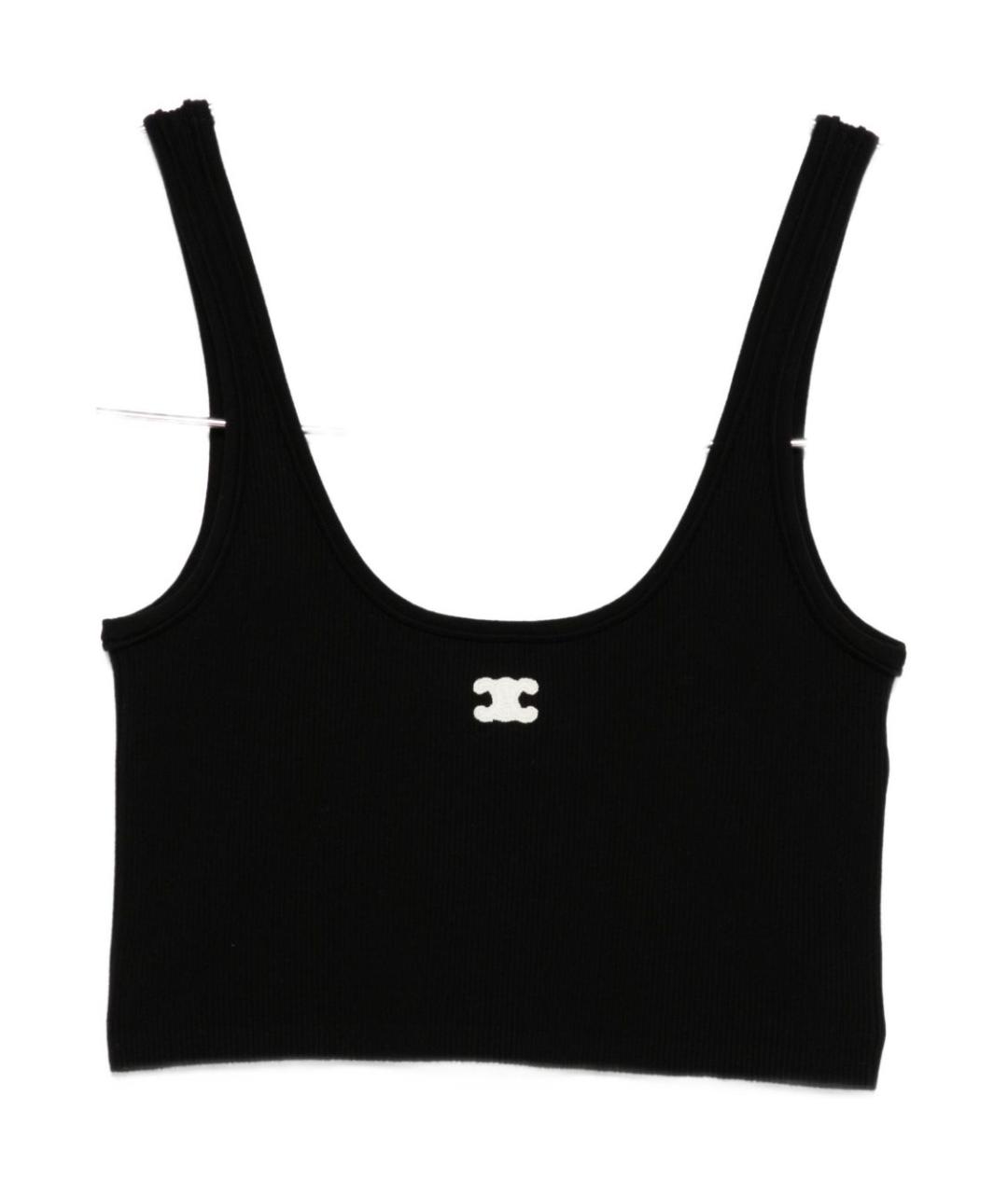 CELINE Черная хлопковая майка, фото 1