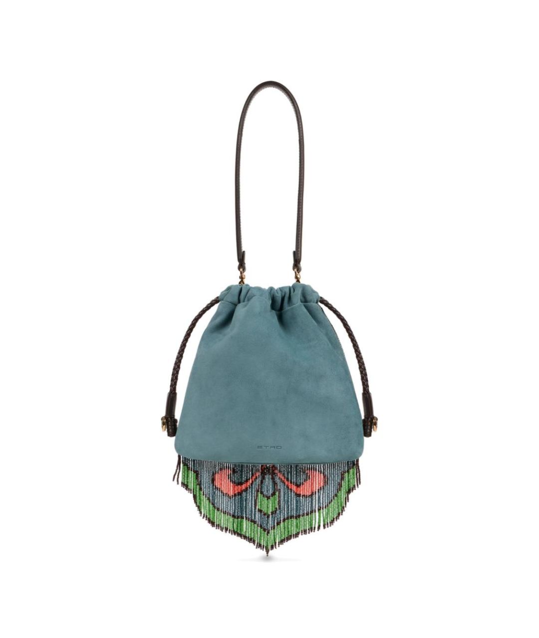 ETRO Голубая замшевая сумка с короткими ручками, фото 5