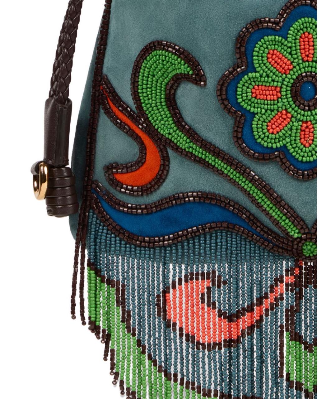 ETRO Голубая замшевая сумка с короткими ручками, фото 6