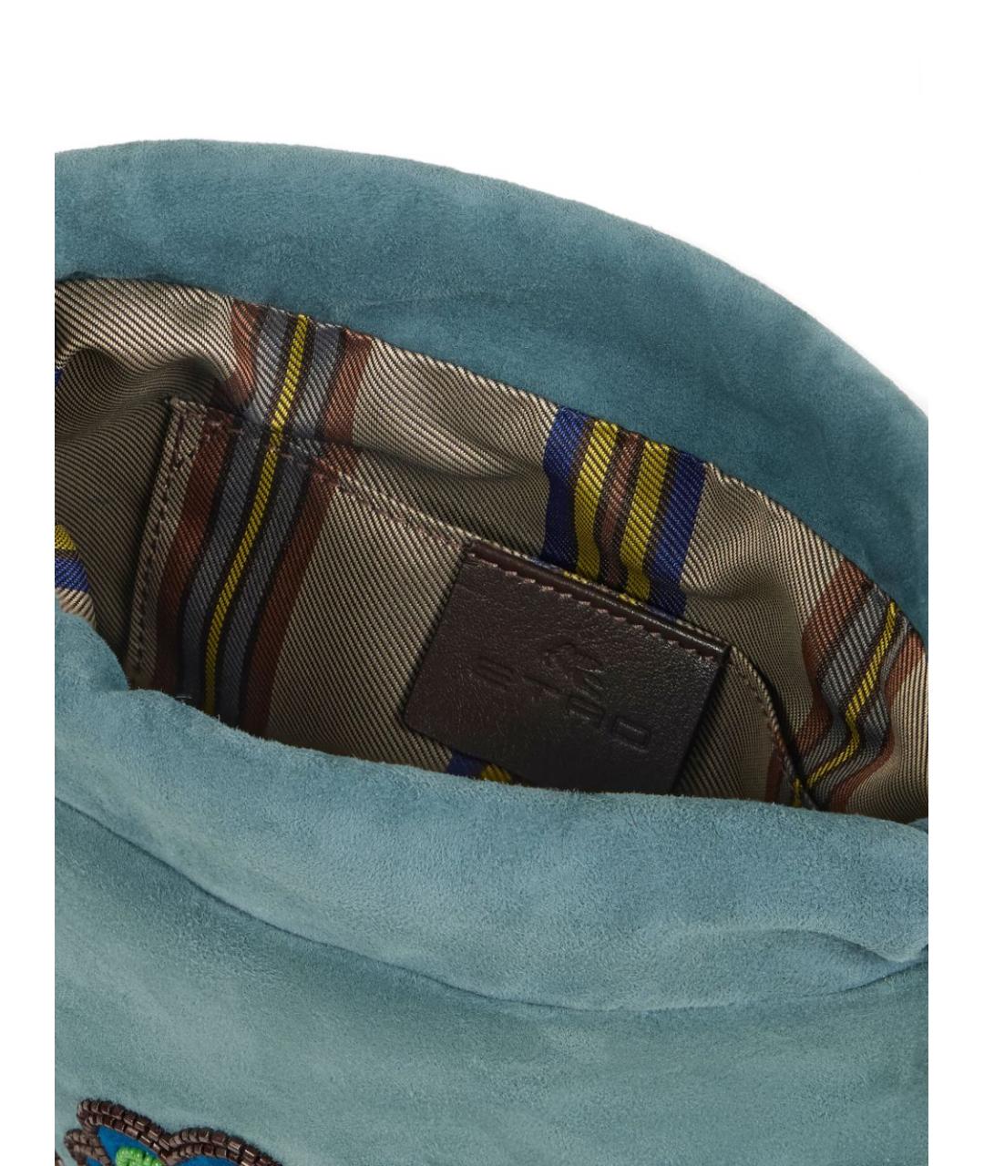 ETRO Голубая замшевая сумка с короткими ручками, фото 2