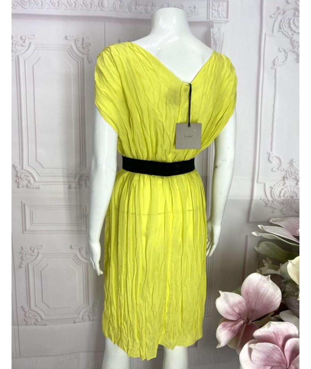 NUDE Желтое вискозное повседневное платье, фото 2