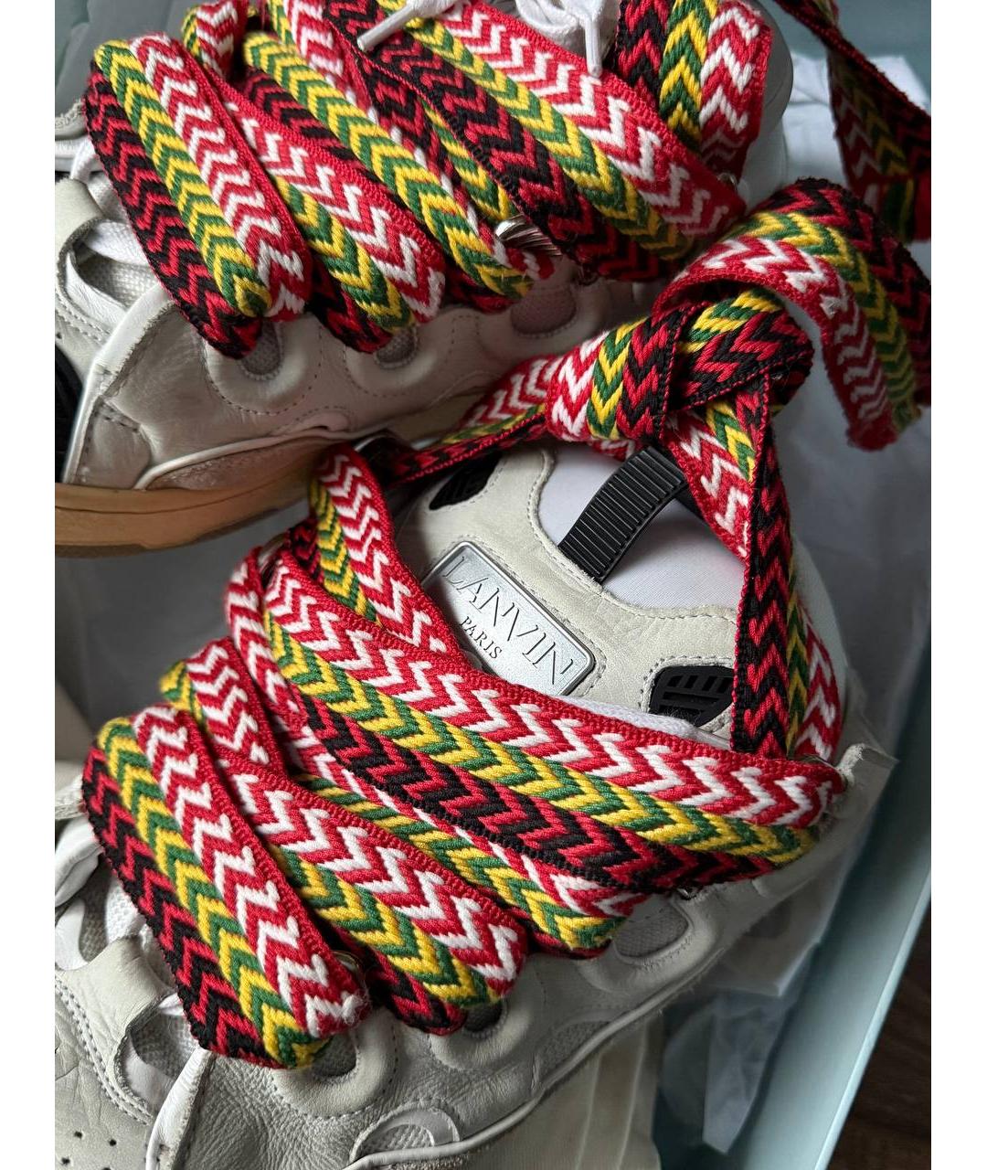 LANVIN Бежевые кожаные низкие кроссовки / кеды, фото 7