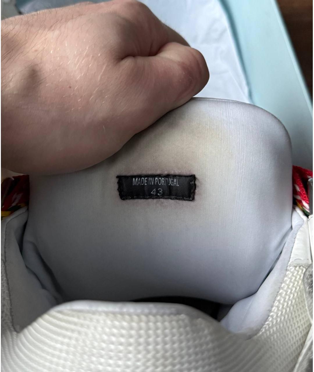 LANVIN Бежевые кожаные низкие кроссовки / кеды, фото 6