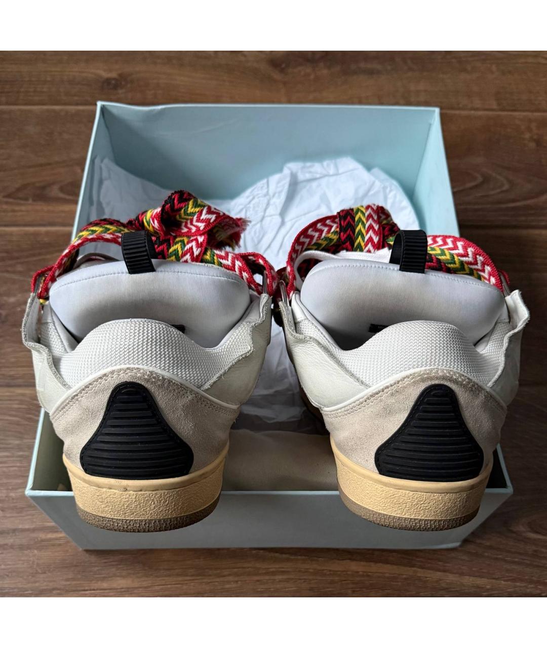 LANVIN Бежевые кожаные низкие кроссовки / кеды, фото 4