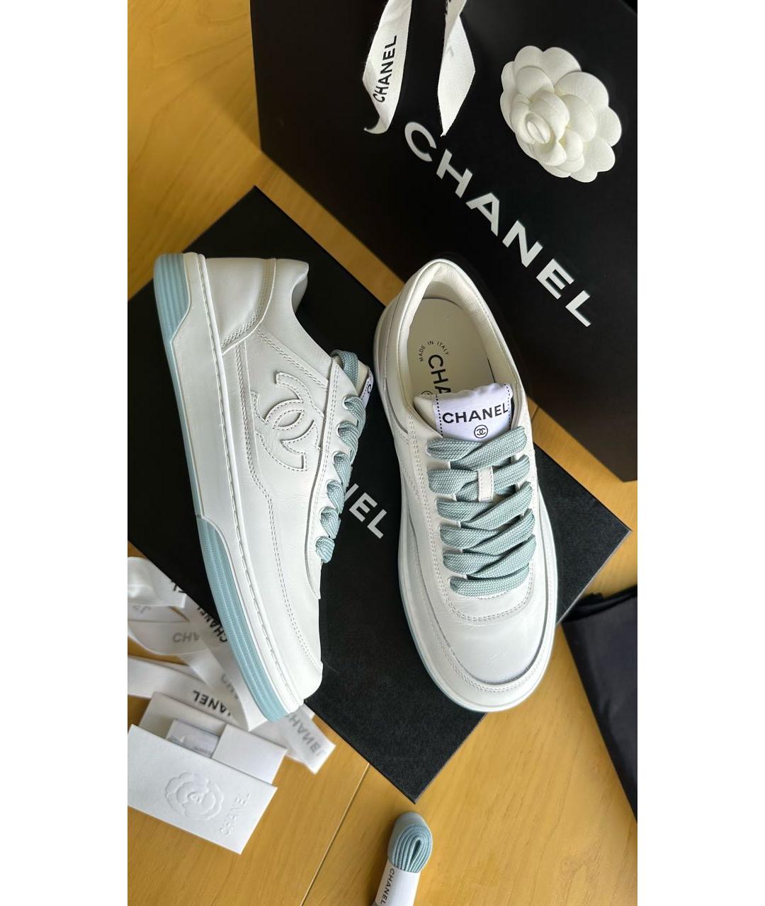 CHANEL Белые кожаные кроссовки, фото 8