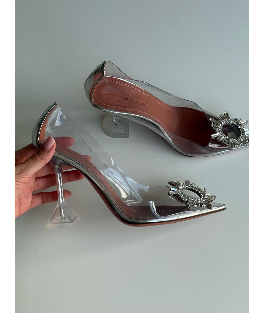 Amina Muaddi Серебряные туфли, фото 2