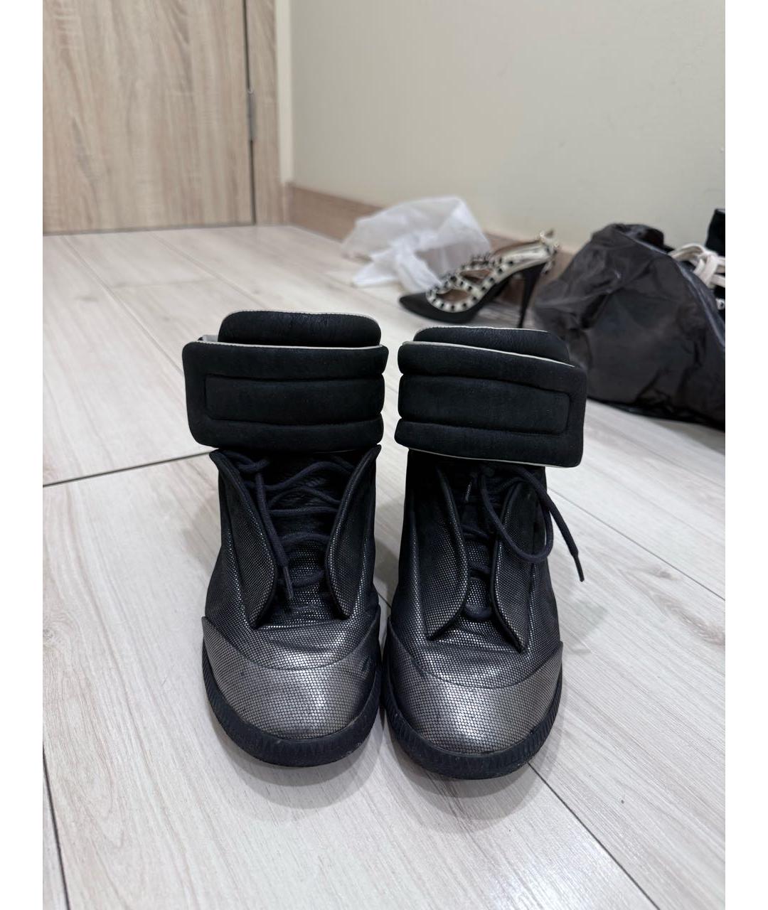 MAISON MARGIELA Черные замшевые кеды, фото 7