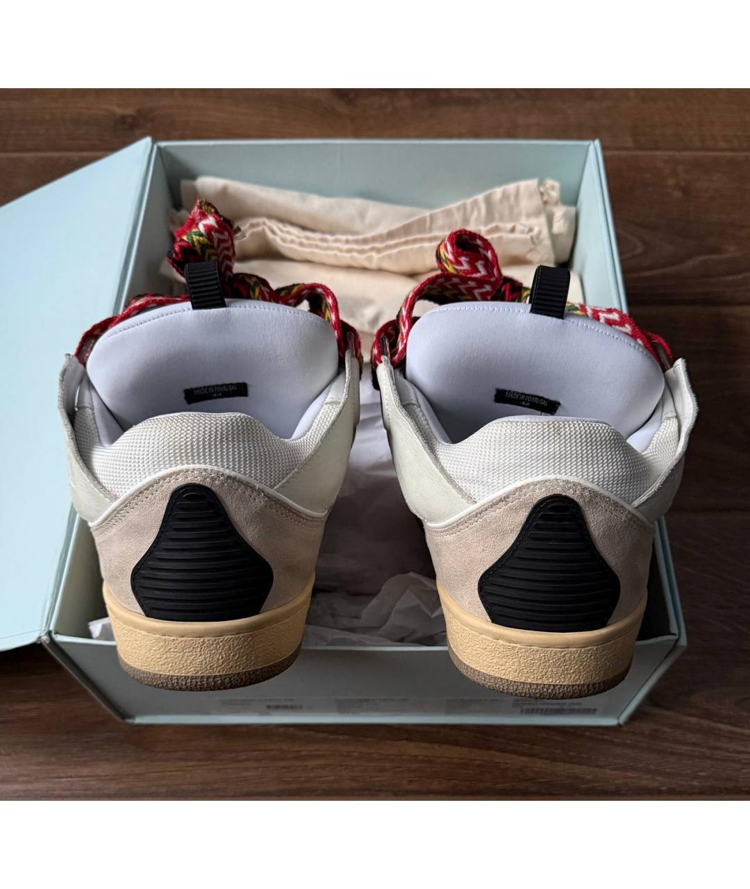 LANVIN Бежевые кожаные низкие кроссовки / кеды, фото 4