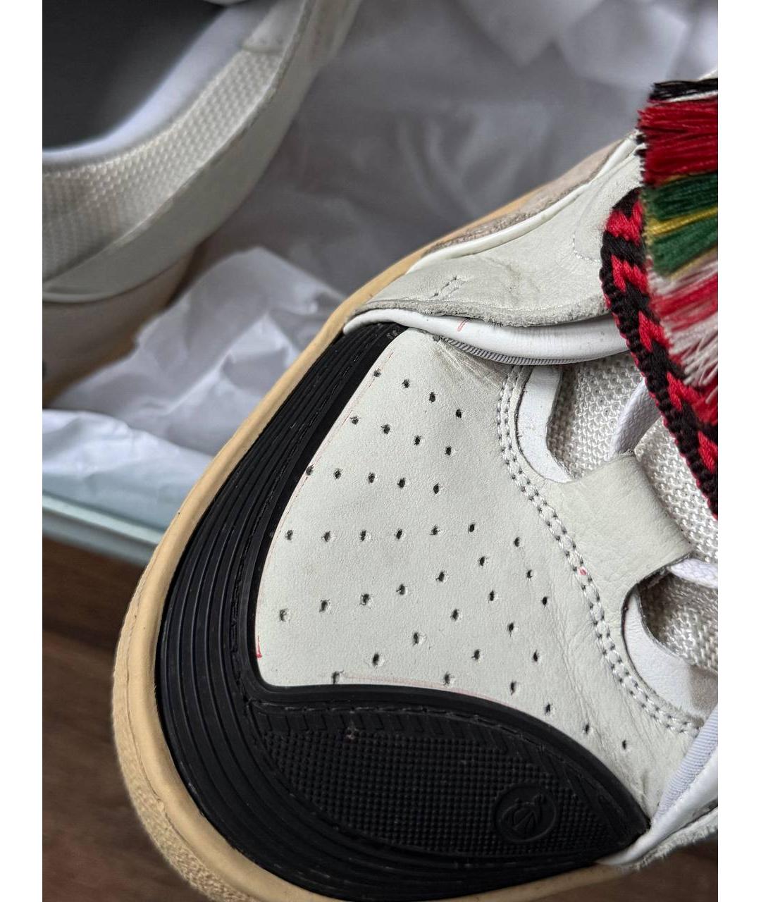 LANVIN Бежевые кожаные низкие кроссовки / кеды, фото 7