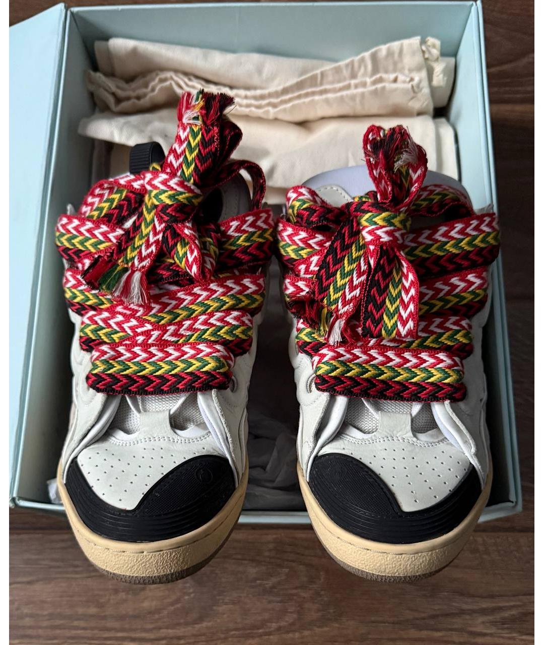 LANVIN Бежевые кожаные низкие кроссовки / кеды, фото 2