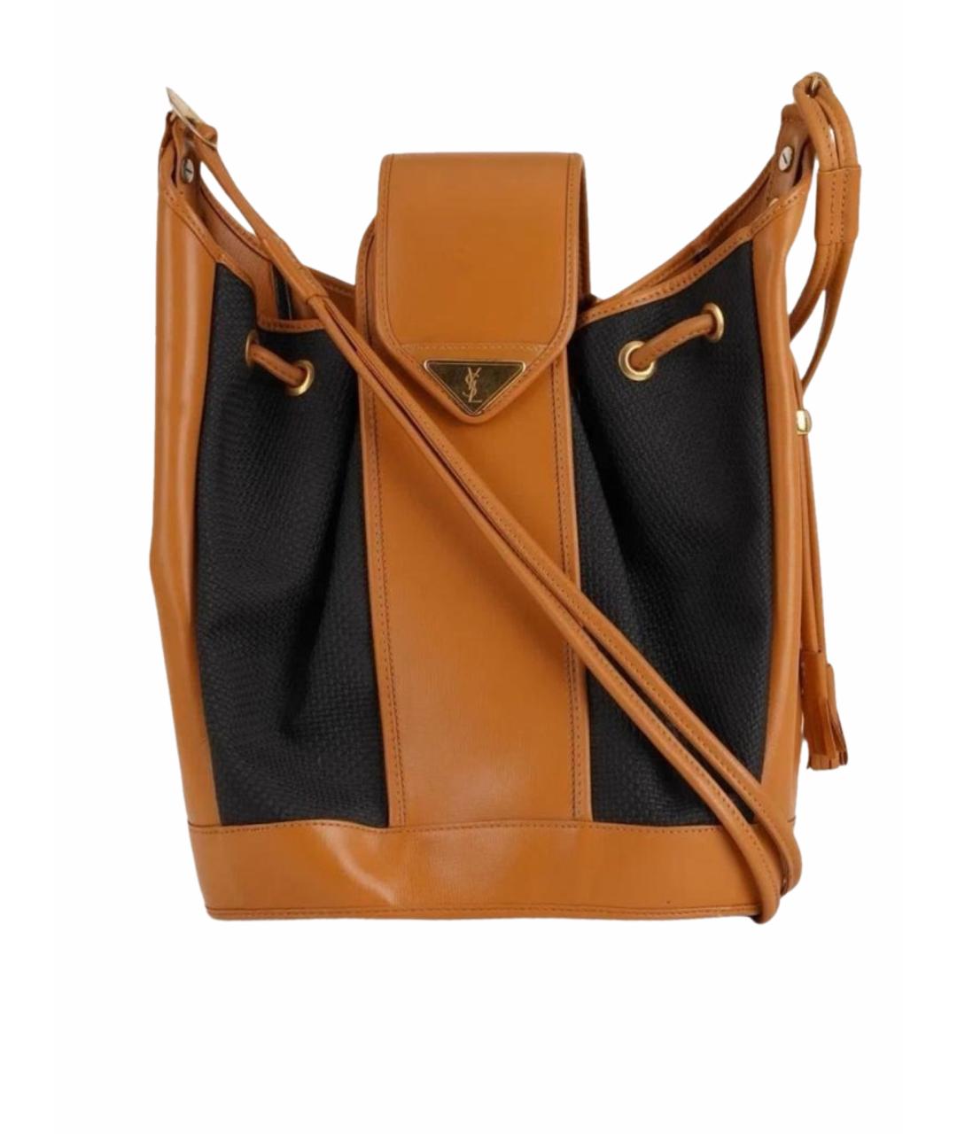 SAINT LAURENT Коричневая кожаная сумка через плечо, фото 1