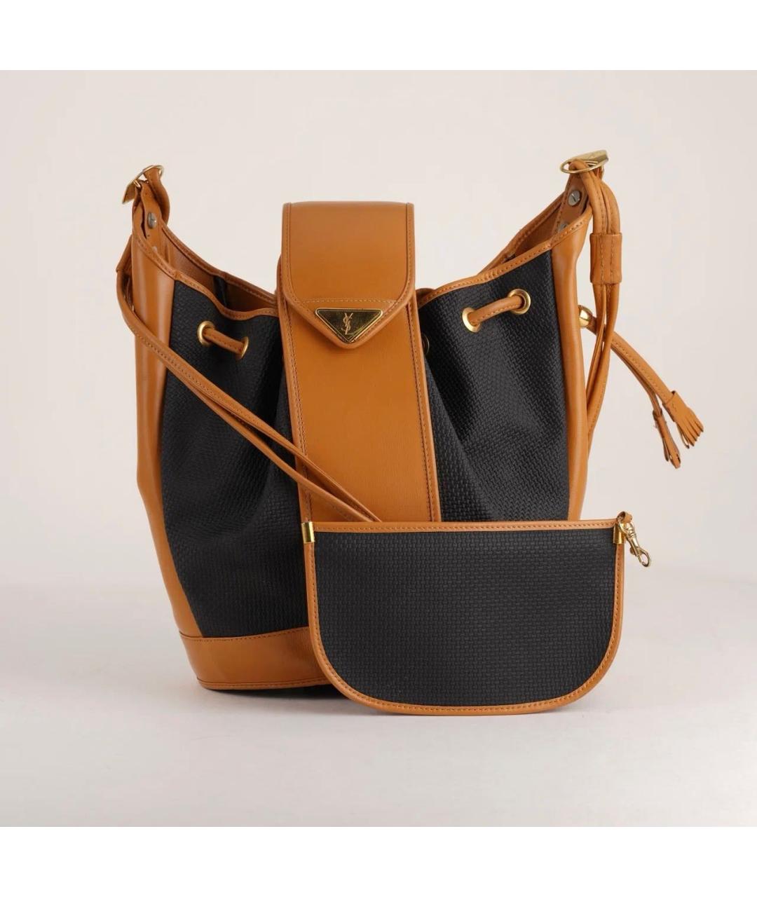 SAINT LAURENT Коричневая кожаная сумка через плечо, фото 2