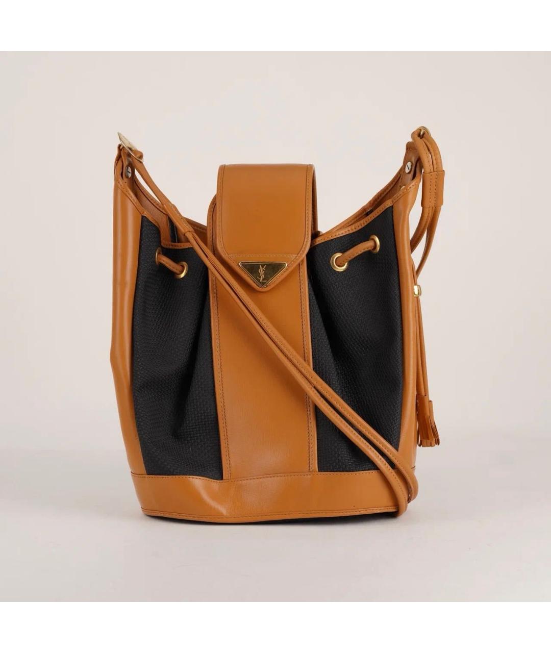 SAINT LAURENT Коричневая кожаная сумка через плечо, фото 9