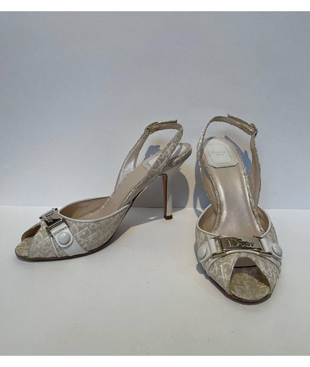 CHRISTIAN DIOR Золотые кожаные босоножки, фото 3