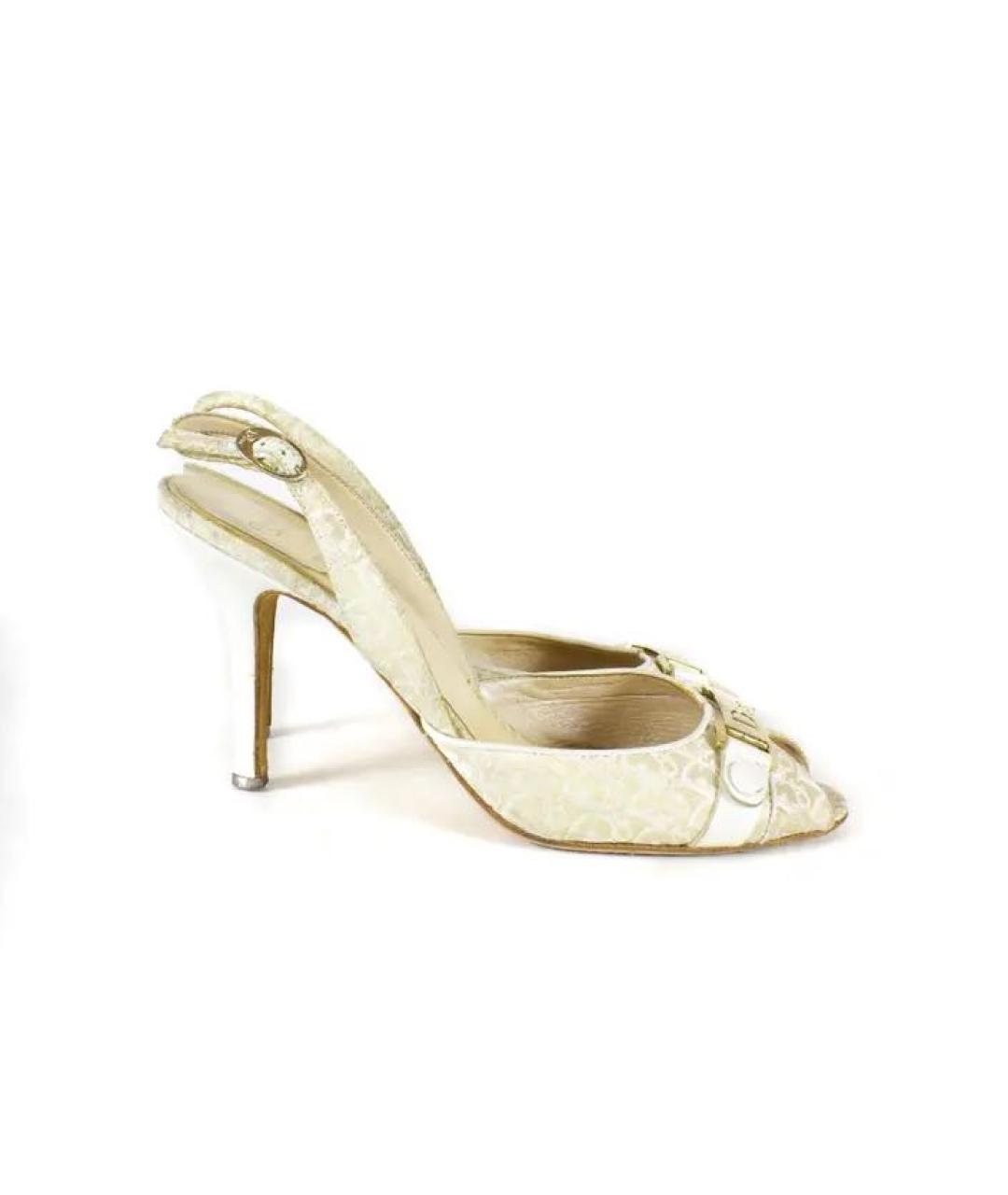 CHRISTIAN DIOR Золотые кожаные босоножки, фото 7