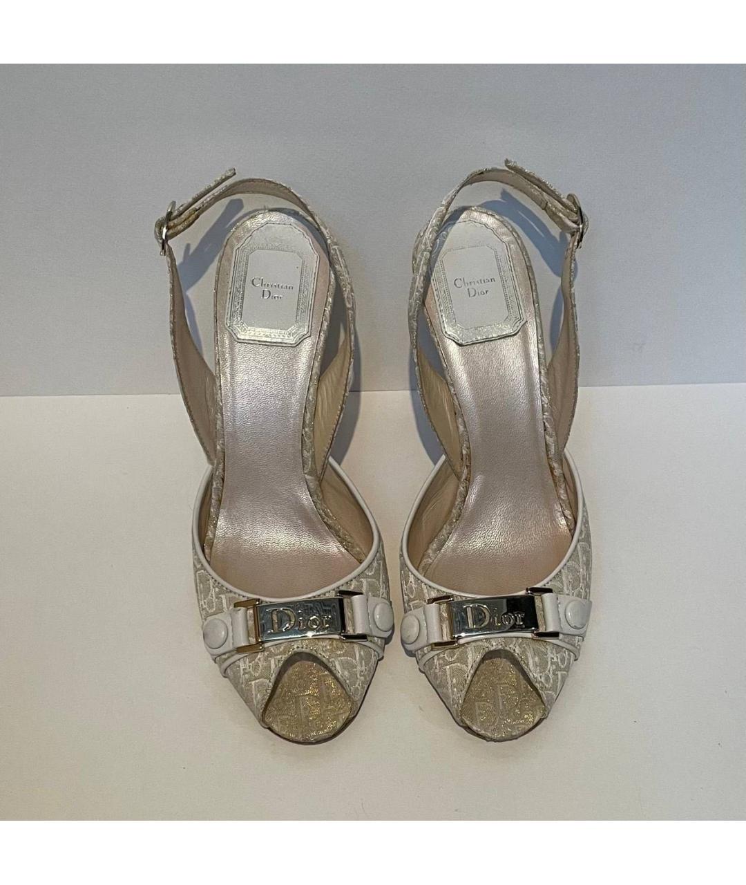 CHRISTIAN DIOR Золотые кожаные босоножки, фото 2