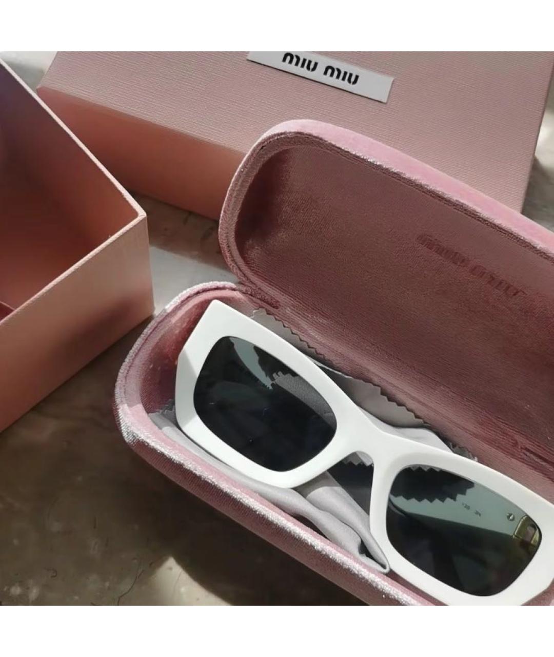 MIU MIU Белые пластиковые солнцезащитные очки, фото 7