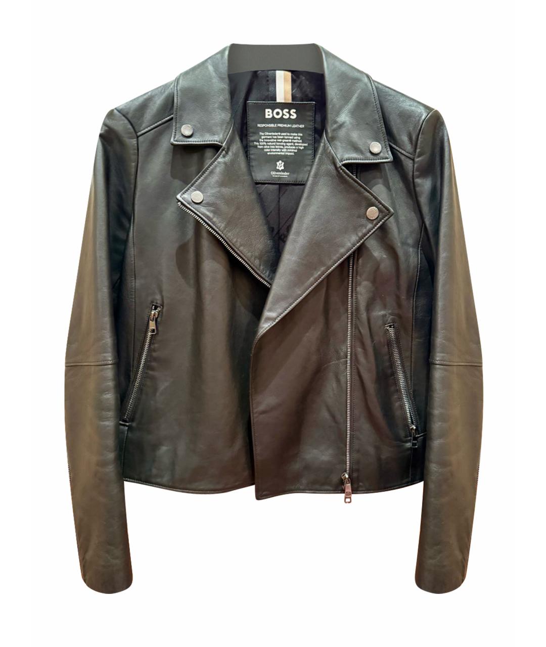 HUGO BOSS Черная кожаная куртка, фото 1