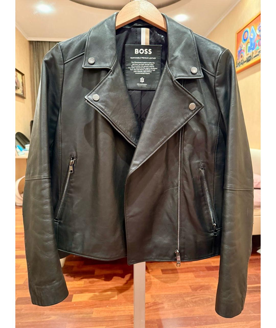 HUGO BOSS Черная кожаная куртка, фото 7