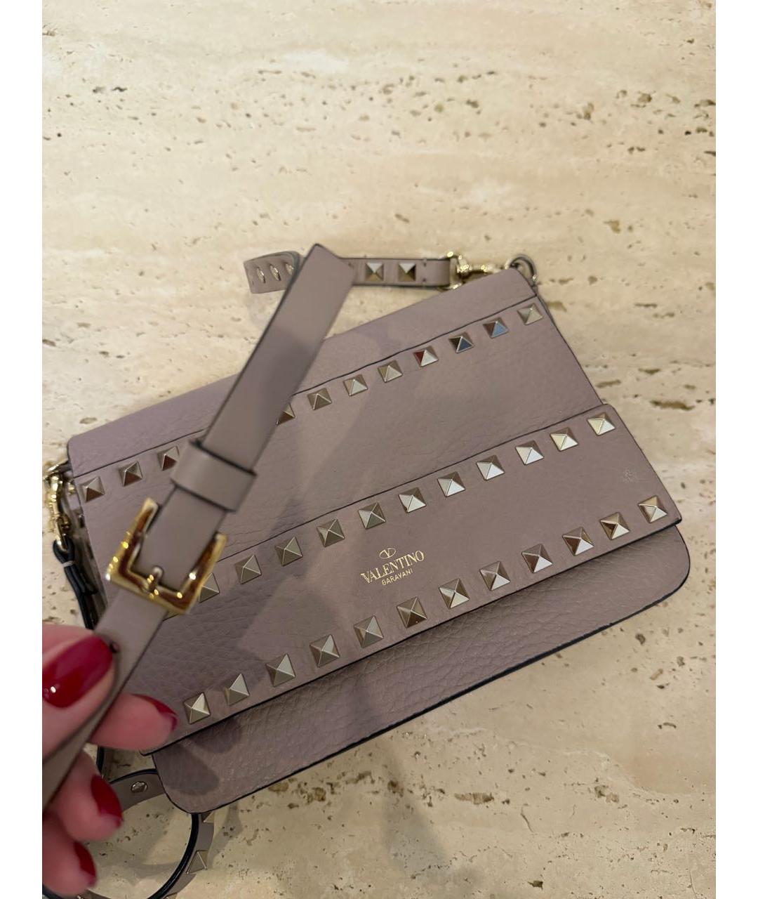 VALENTINO Бежевая кожаная сумка через плечо, фото 5