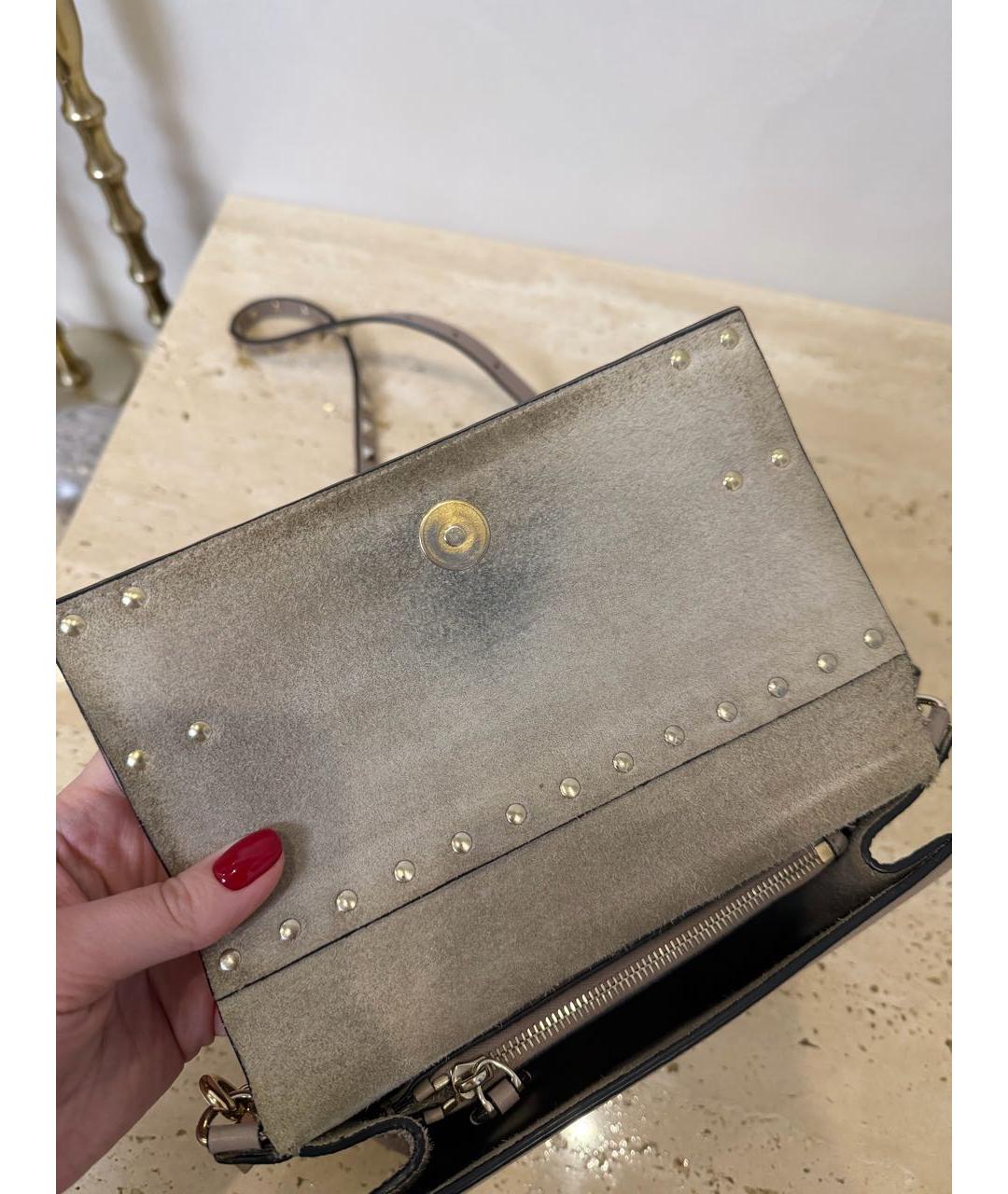 VALENTINO Бежевая кожаная сумка через плечо, фото 8
