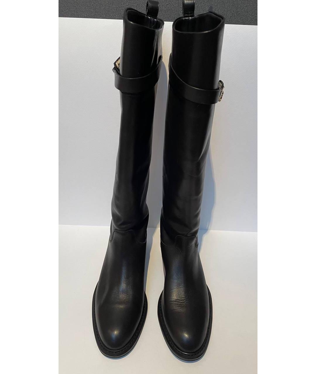 FERRAGAMO Черные кожаные сапоги, фото 2