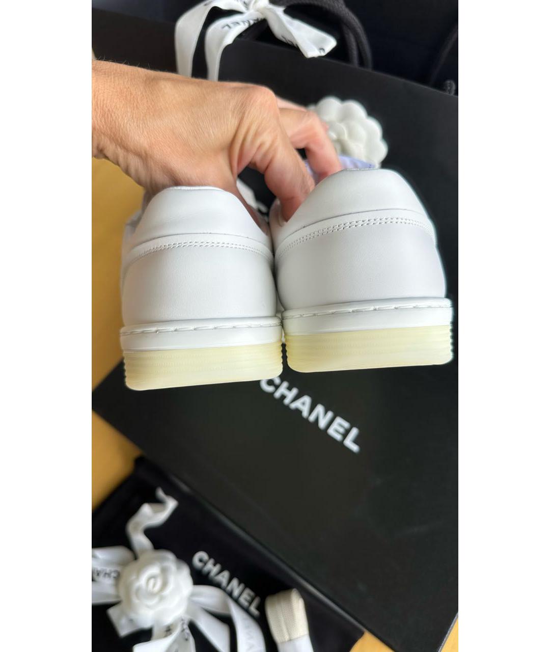CHANEL Белые кожаные кроссовки, фото 7