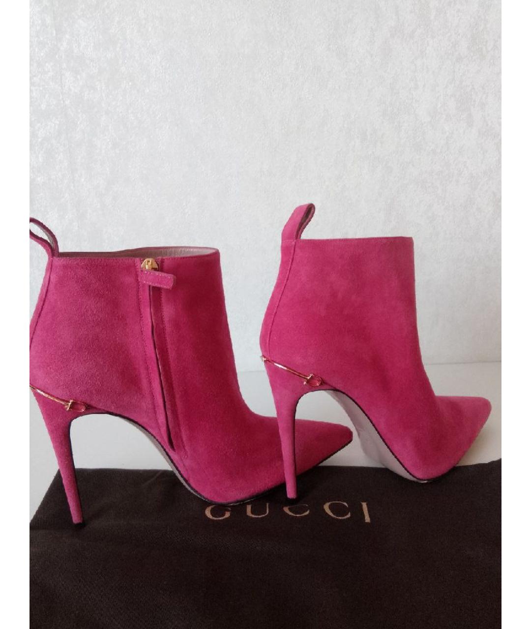 GUCCI Розовые замшевые ботильоны, фото 9