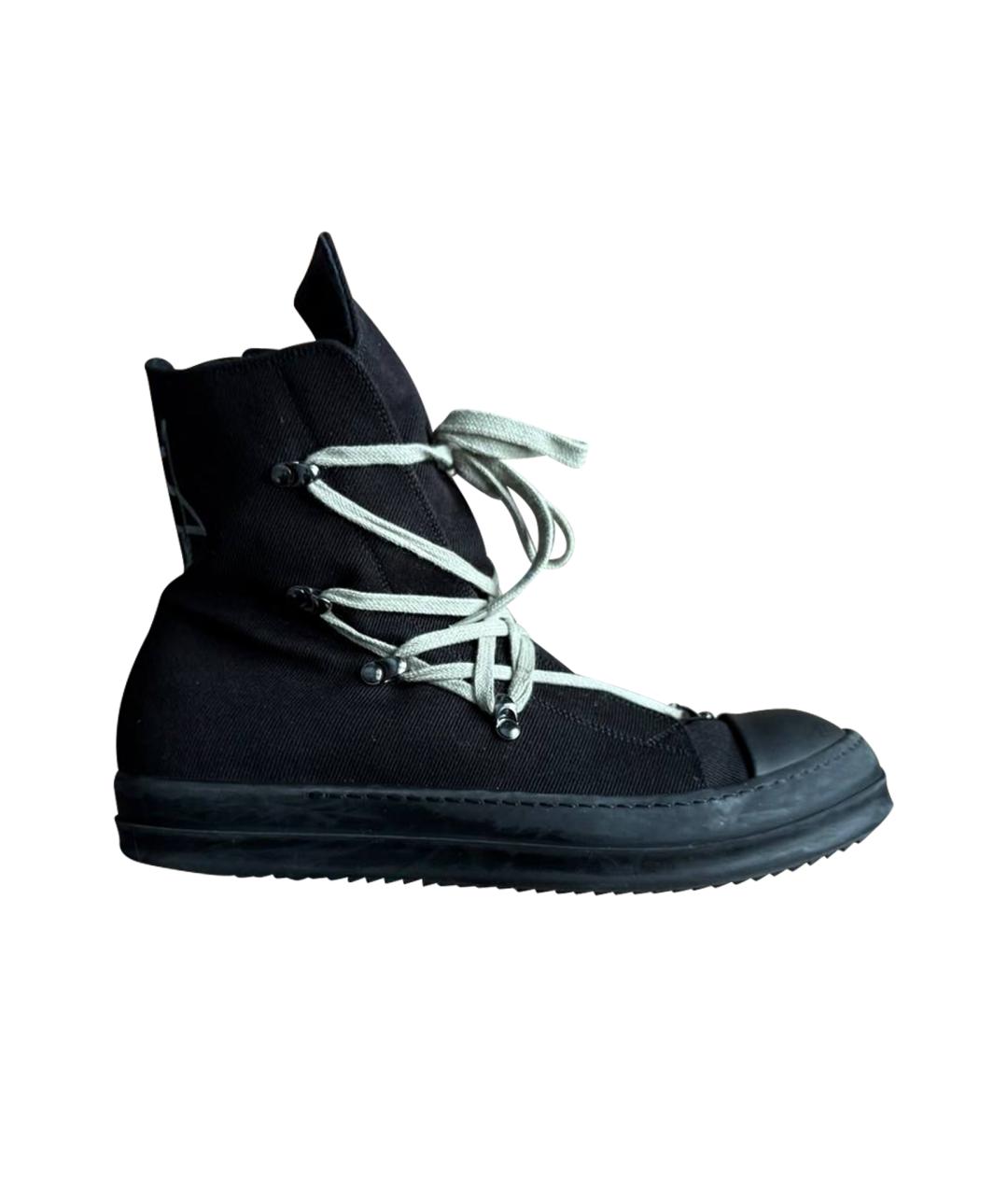RICK OWENS DRKSHDW Черные текстильные высокие кроссовки / кеды, фото 1