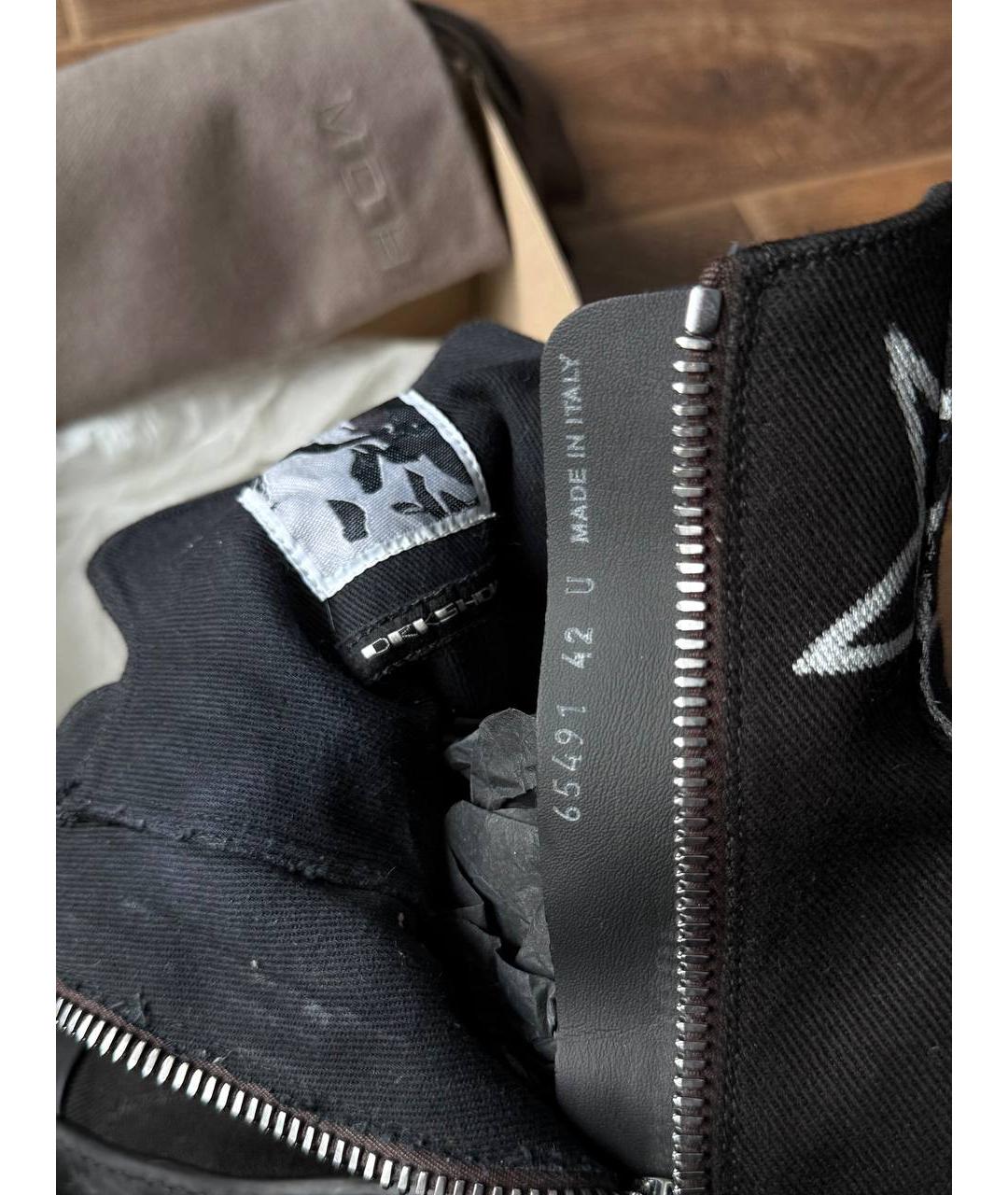 RICK OWENS DRKSHDW Черные текстильные высокие кроссовки / кеды, фото 7