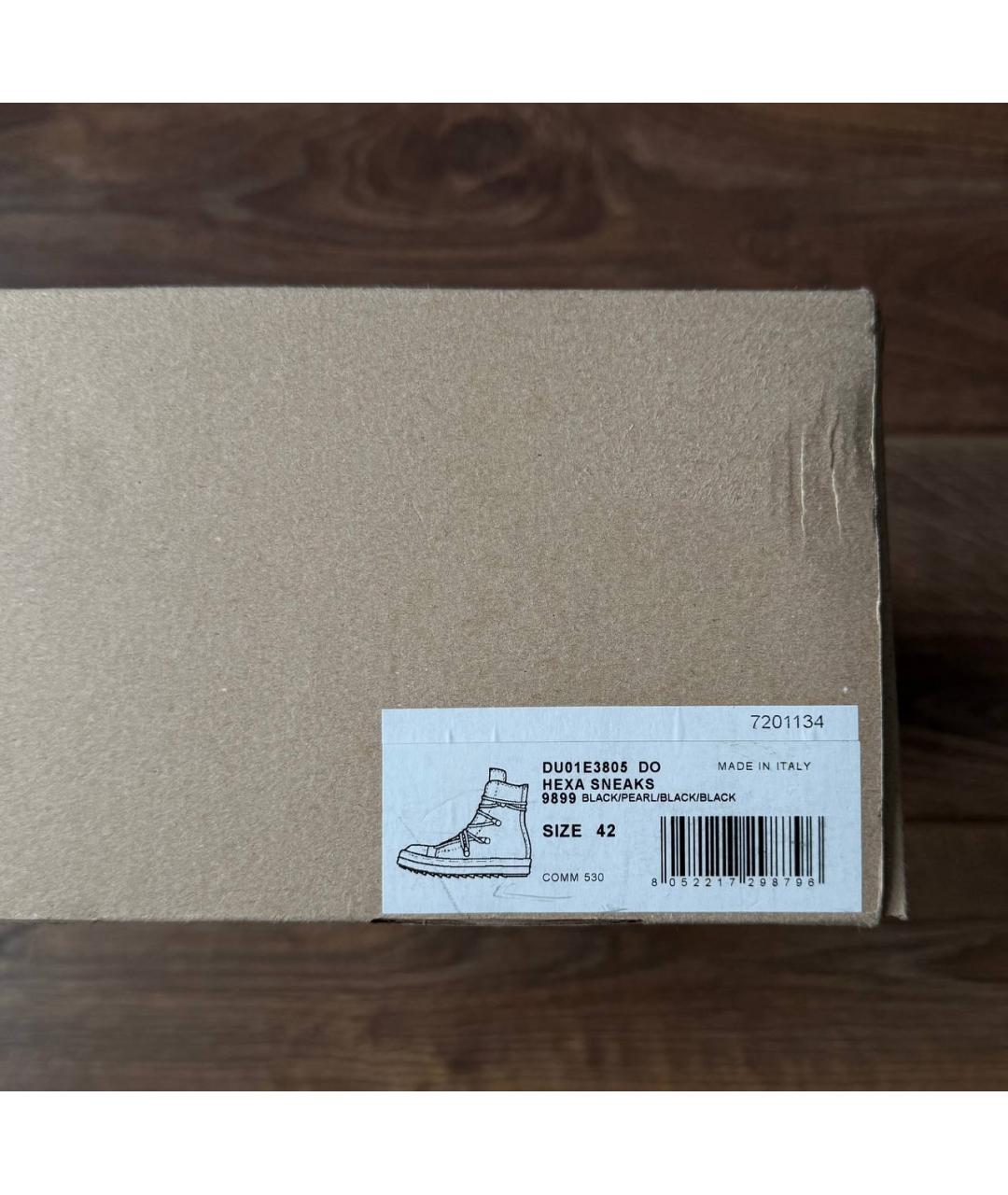 RICK OWENS DRKSHDW Черные текстильные высокие кроссовки / кеды, фото 8