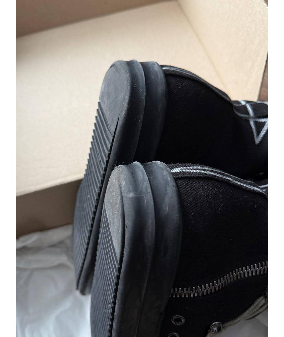 RICK OWENS DRKSHDW Черные текстильные высокие кроссовки / кеды, фото 6