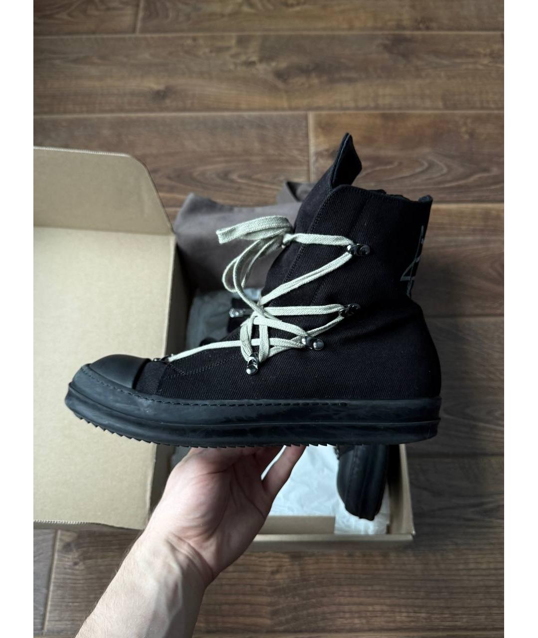 RICK OWENS DRKSHDW Черные текстильные высокие кроссовки / кеды, фото 9