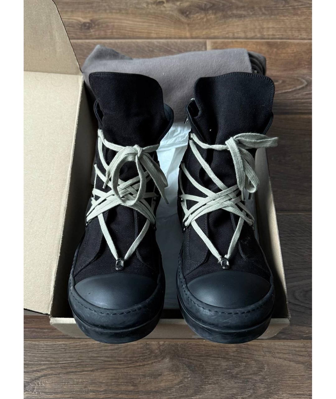 RICK OWENS DRKSHDW Черные текстильные высокие кроссовки / кеды, фото 2