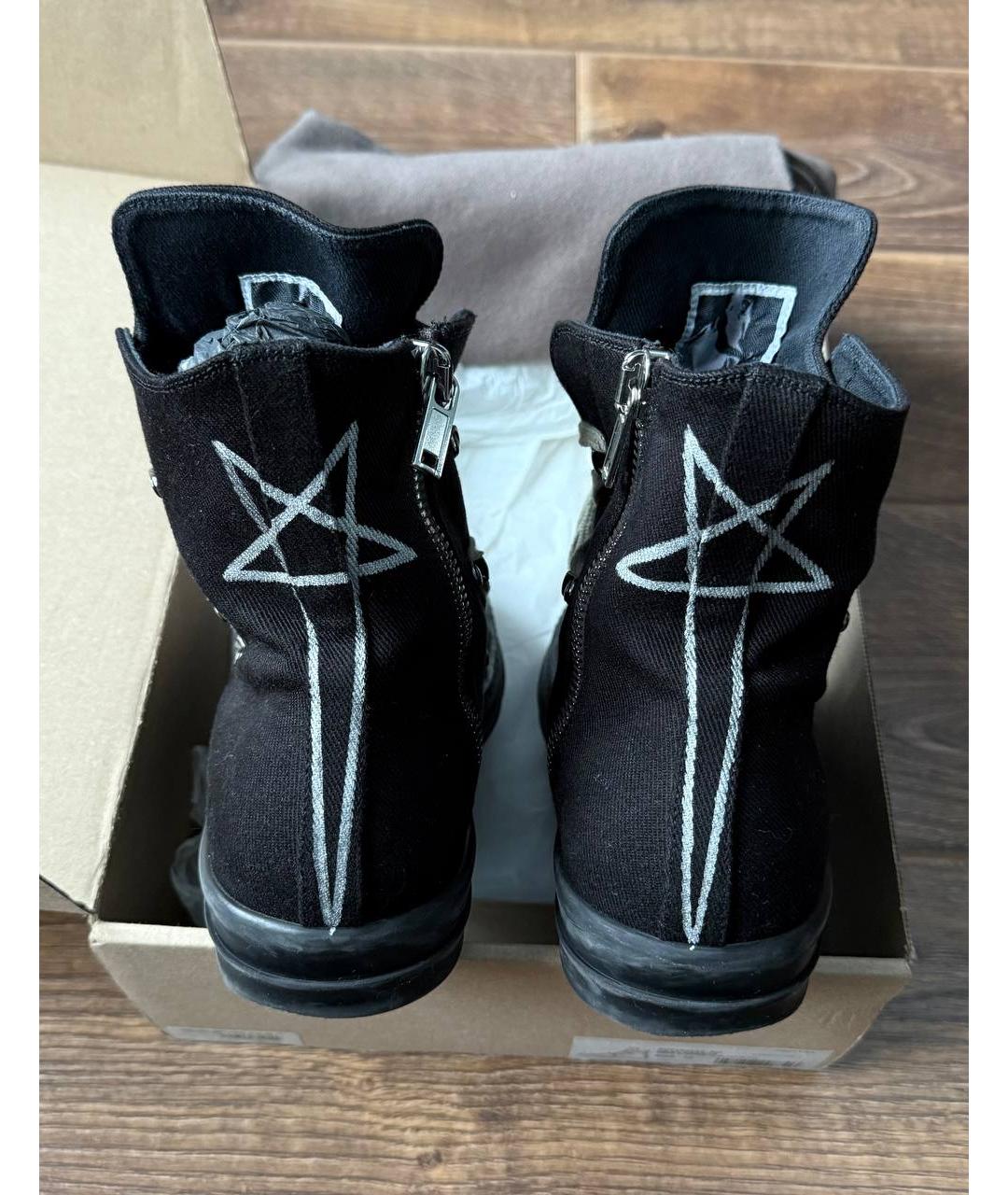 RICK OWENS DRKSHDW Черные текстильные высокие кроссовки / кеды, фото 4