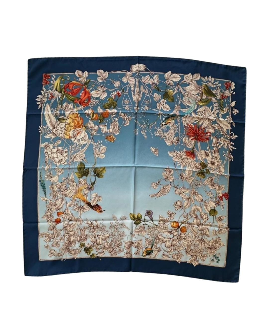 GUCCI Синий шелковый платок, фото 1
