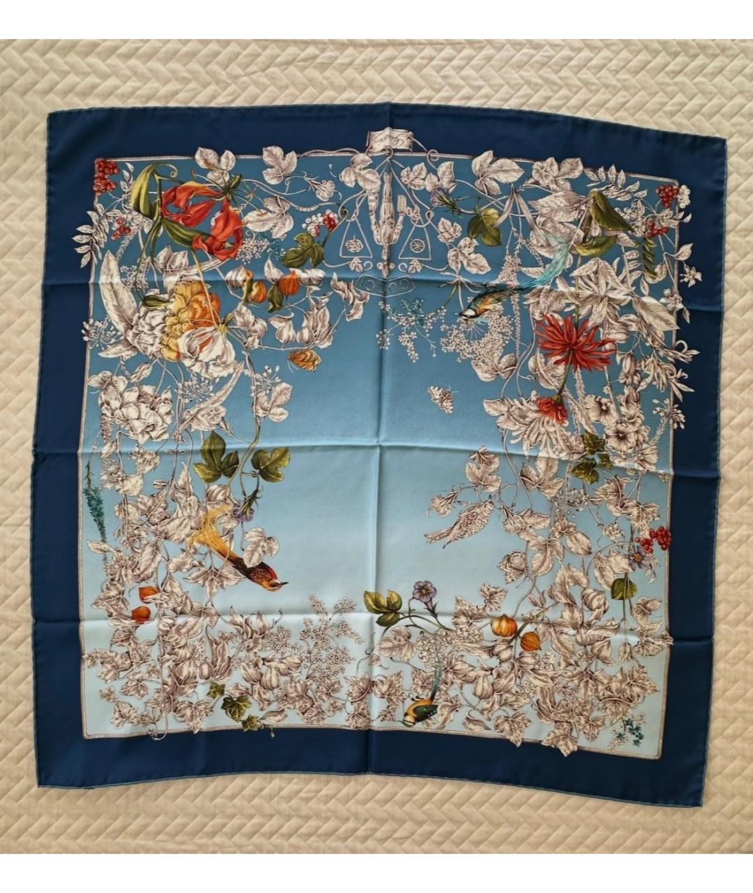 GUCCI Синий шелковый платок, фото 7