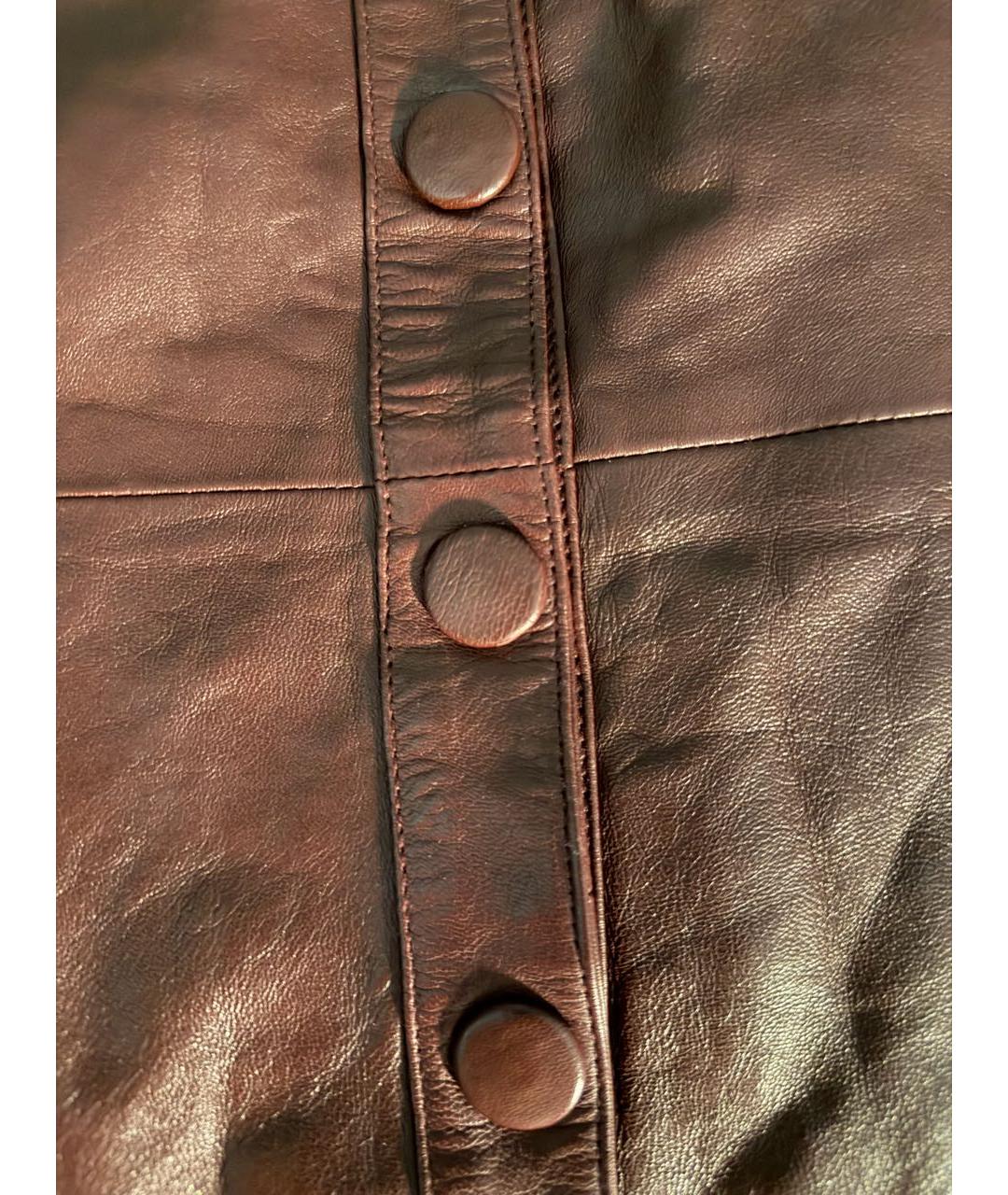 REMAIN Бордовая кожаная юбка миди, фото 4