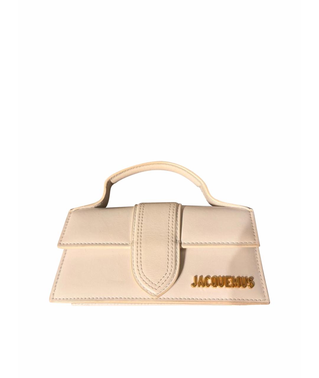 JACQUEMUS Белая кожаная сумка с короткими ручками, фото 1