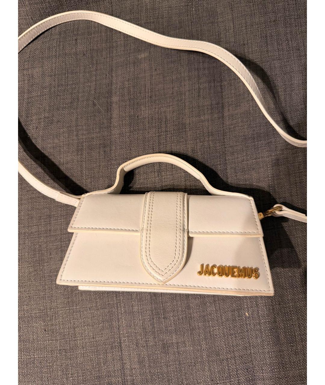 JACQUEMUS Белая кожаная сумка с короткими ручками, фото 5