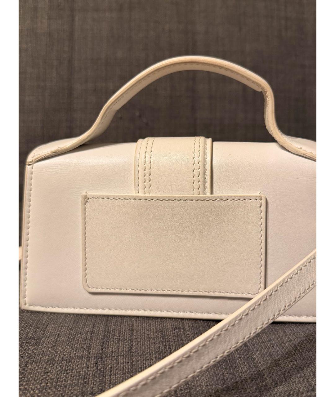 JACQUEMUS Белая кожаная сумка с короткими ручками, фото 3