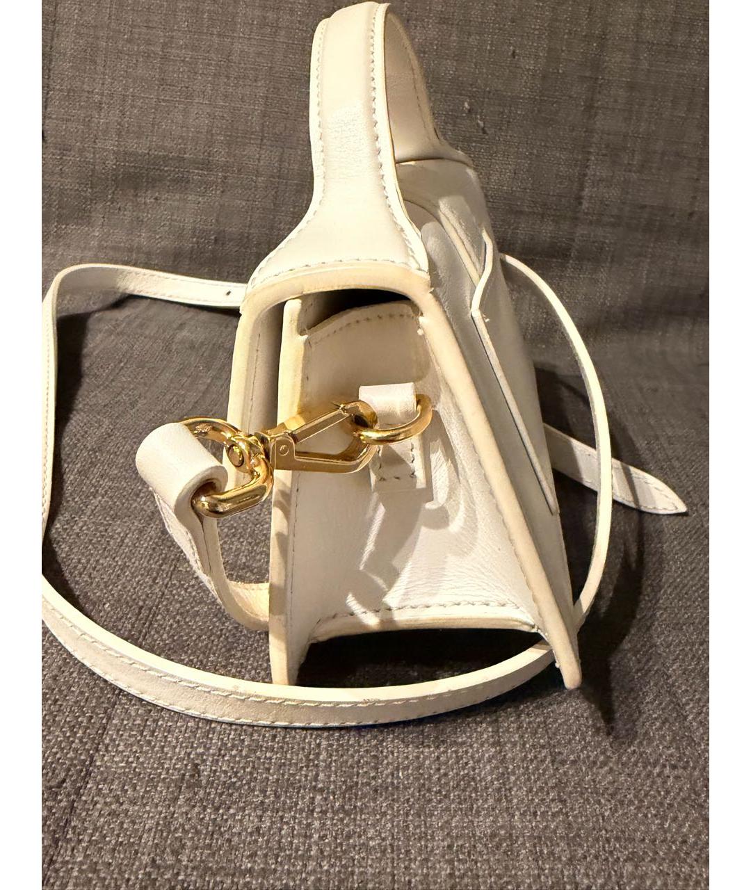 JACQUEMUS Белая кожаная сумка с короткими ручками, фото 2