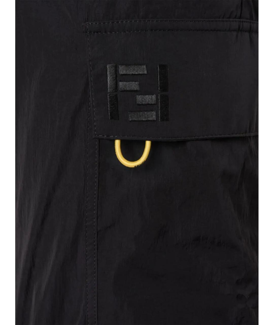 FENDI Черные полиамидовые повседневные брюки, фото 4